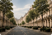 Trajet en berline dans une avenue parisienne